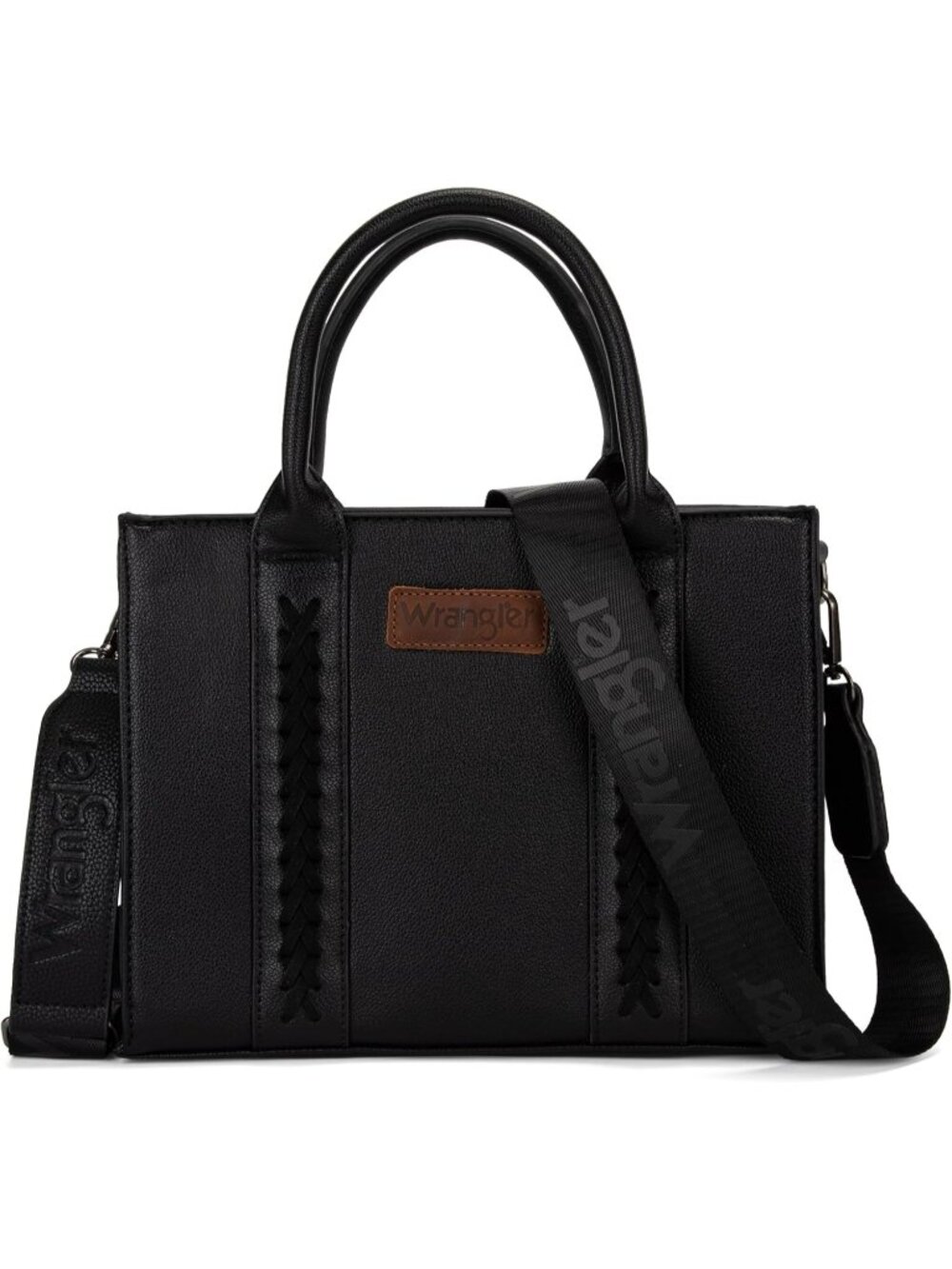 Women's black Polyester Zipper Top-handle Strap Quilted Tote Crossbody Bag